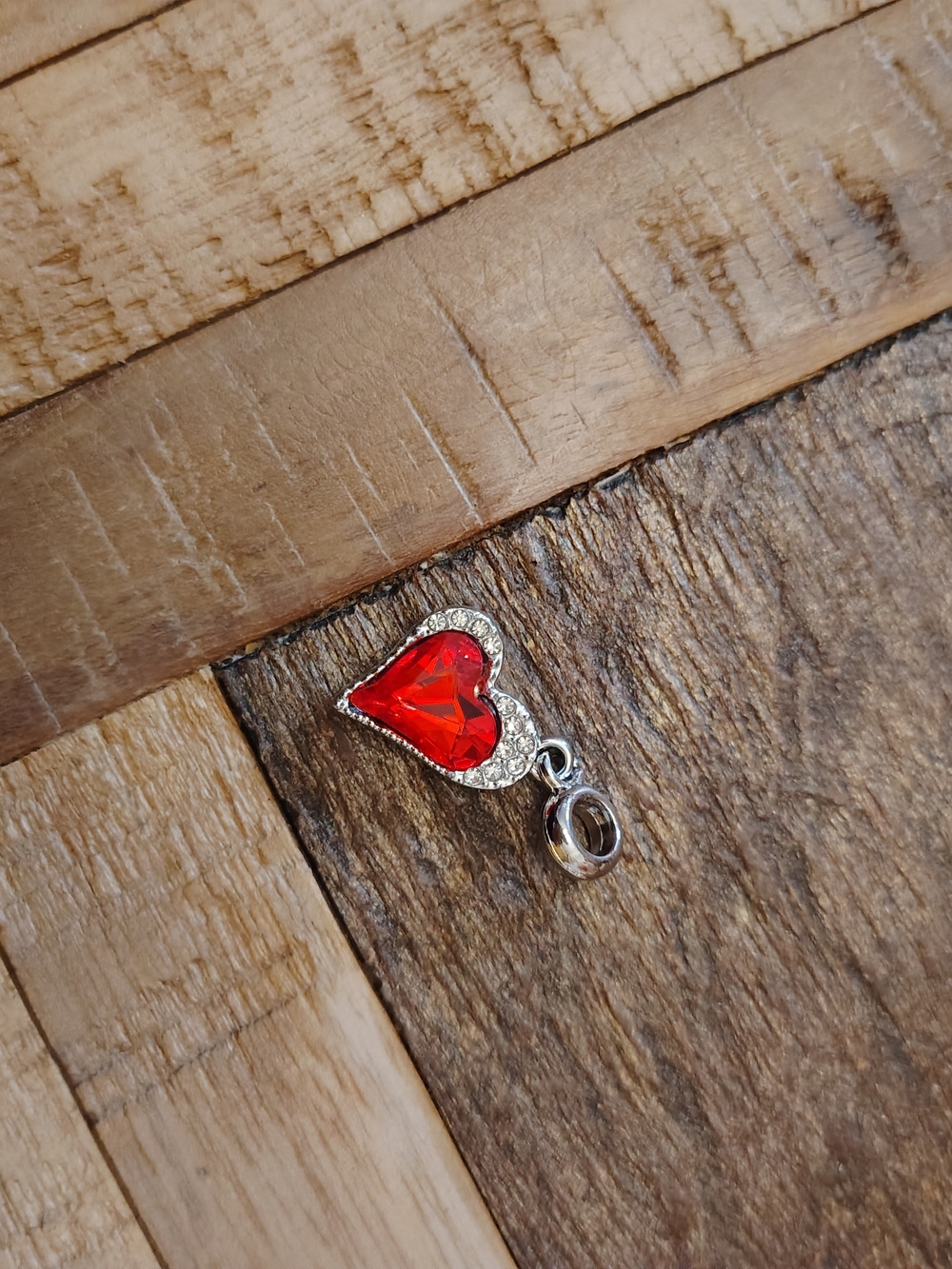 Red Heart Crystal Dangle Charm for Women Jewelry